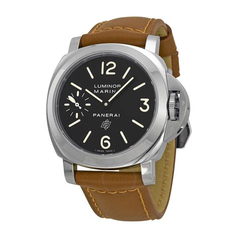 Panerai Luminor Marina Black Dial Black Leather Men's Watch .